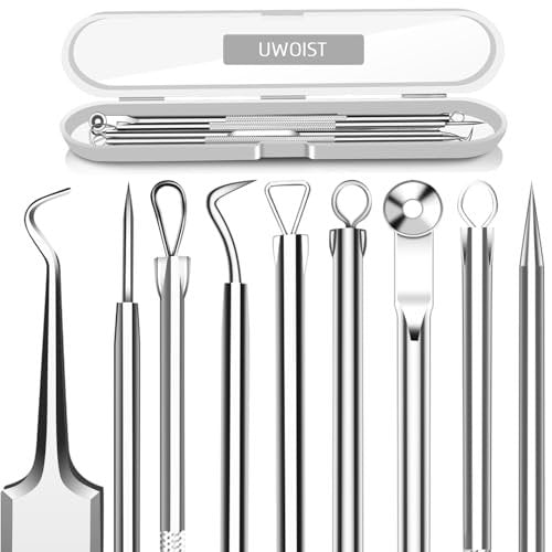 5-teiliges Blackhead Remover Set – Komedonenentferner aus Edelstahl, gebogene Pickel- und Mitesserwerkzeuge