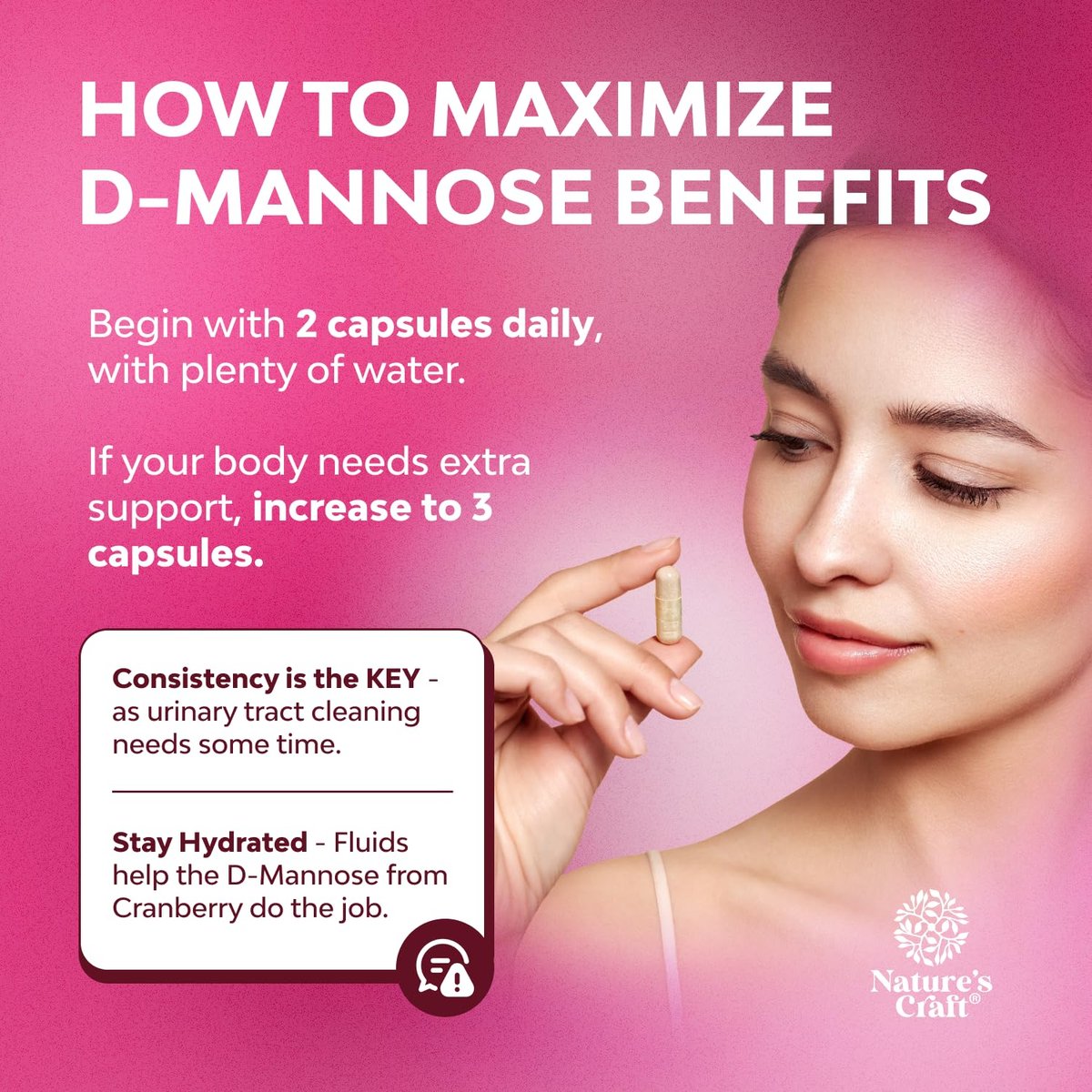 D-Mannose mit Cranberry Kapseln – 1000 mg pro Portion für Nieren-, Blasen- und Harnwegsgesundheit – 60 Kapseln