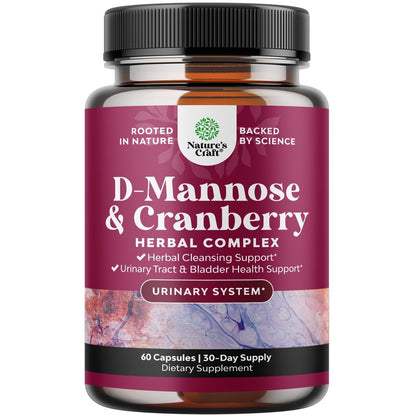 D-Mannose mit Cranberry Kapseln – 1000 mg pro Portion für Nieren-, Blasen- und Harnwegsgesundheit – 60 Kapseln