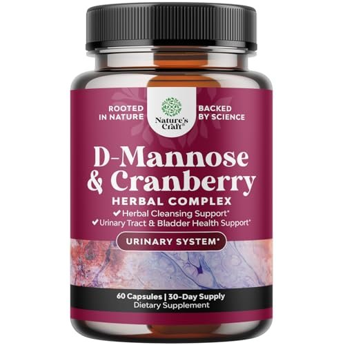 D-Mannose mit Cranberry Kapseln – 1000 mg pro Portion für Nieren-, Blasen- und Harnwegsgesundheit – 60 Kapseln