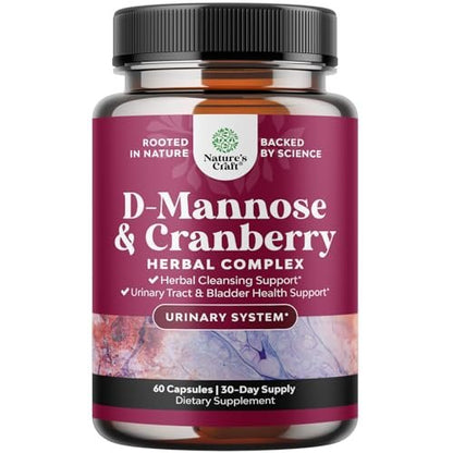 D-Mannose mit Cranberry Kapseln – 1000 mg pro Portion für Nieren-, Blasen- und Harnwegsgesundheit – 60 Kapseln