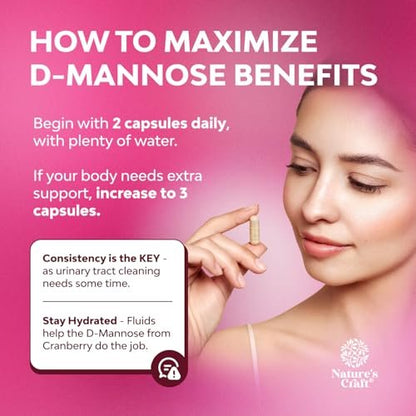 D-Mannose mit Cranberry Kapseln – 1000 mg pro Portion für Nieren-, Blasen- und Harnwegsgesundheit – 60 Kapseln