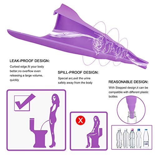 Sunany Frauen-Urinal, Wiederverwendbarer Silikon-Pinkelfunnel für Frauen zum Stehpinkeln, Lila