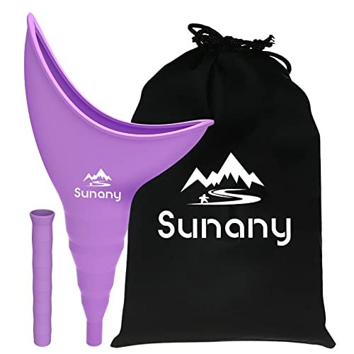 Sunany Frauen-Urinal, Wiederverwendbarer Silikon-Pinkelfunnel für Frauen zum Stehpinkeln, Lila