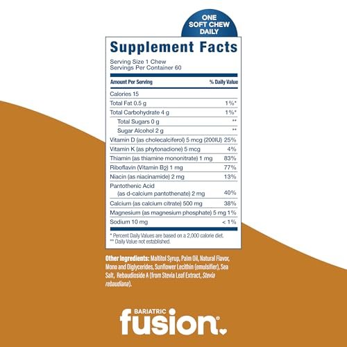 Bariatric Fusion Calcium Kaugummies mit Vitamin D3 – Zuckerfrei, Vanille, 60 Stück