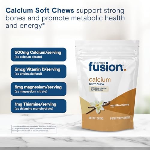 Bariatric Fusion Calcium Kaugummies mit Vitamin D3 – Zuckerfrei, Vanille, 60 Stück