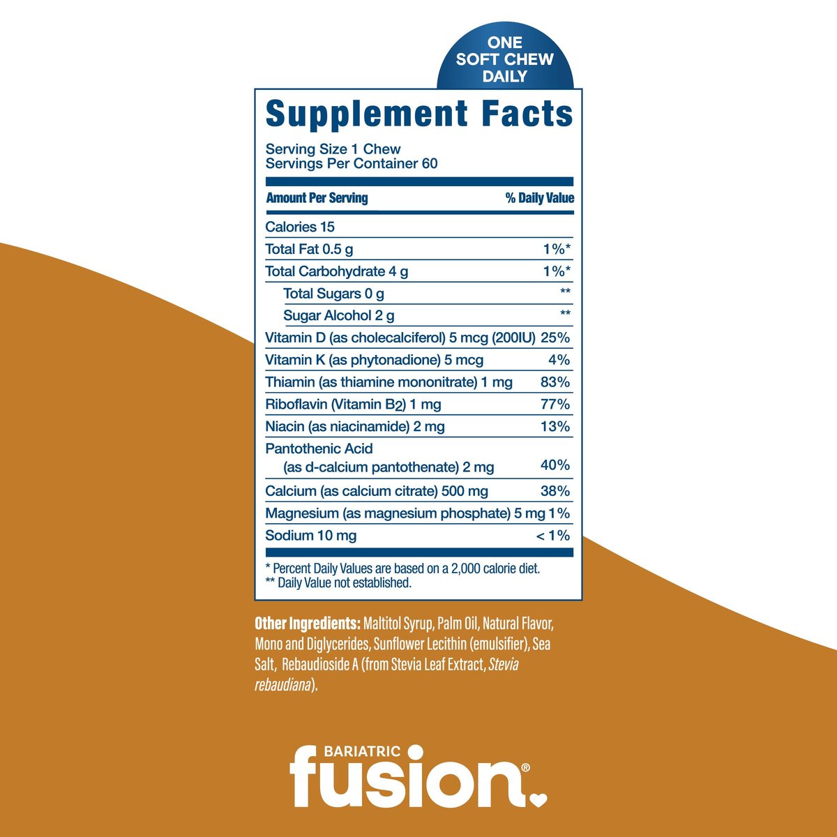 Bariatric Fusion Calcium Kaugummies mit Vitamin D3 – Zuckerfrei, Vanille, 60 Stück
