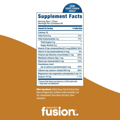 Bariatric Fusion Calcium Kaugummies mit Vitamin D3 – Zuckerfrei, Vanille, 60 Stück