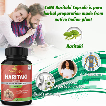 Cona Nature Bio Indien Haritaki Kapseln 2250 mg - Verjüngung, Verbesserung der Verdauung, Regelmäßigkeit | Nicht-GVO, vegan, glutenfrei, 120 Kapseln