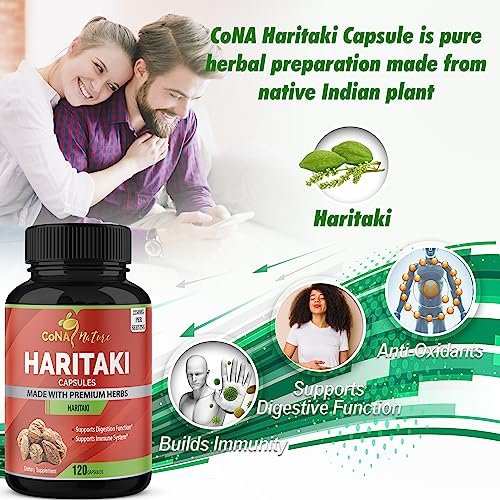 Cona Nature Bio Indien Haritaki Kapseln 2250 mg - Verjüngung, Verbesserung der Verdauung, Regelmäßigkeit | Nicht-GVO, vegan, glutenfrei, 120 Kapseln