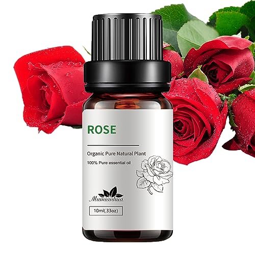 Rosenöl, 100 % rein & natürlich – Reines Rosenöl für Aromatherapie-Diffuser, Haut- & Haarpflege, Parfüm, Seifen- & Kerzenherstellung, 0,33 Fl Oz / 10 ml Mumianhua