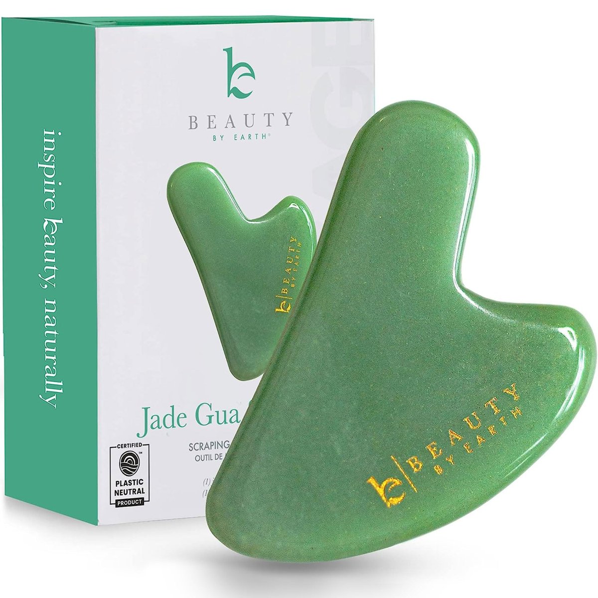 Beauty by Earth Jade Gua Sha Gesichts-Tool – Gesichtsformung & Massagegerät für Lymphdrainage & Kieferlinienformung, Guasha Tool für Gesicht, Augenentpölsterung Hautpflege-Tools
