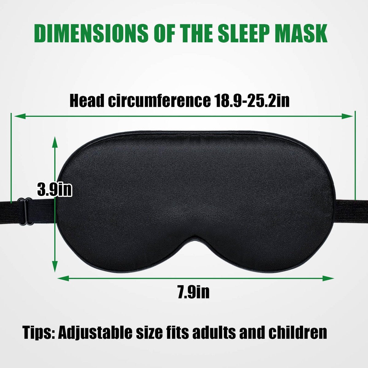 Schlafmaske für Damen und Herren 2 Stück - Verstellbares Band, blickdichte Seiden-Schlafmasken, weiche Augenabdeckungen, Schwarz 2er-Pack