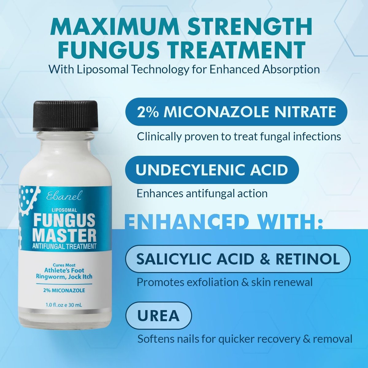 Ebanel Antimykotikum Creme mit Miconazol gegen Fußpilz, Nagelpilz, Juckreiz und Ringelflechte – 60 ml
