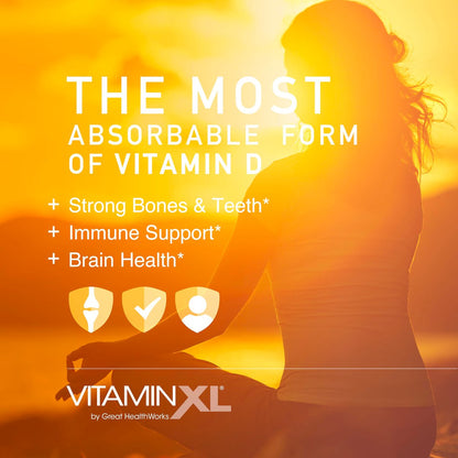 OmegaXL VitaminXL D3 5000 IU – Hochdosiertes Vitamin D für Immunsystem, Muskeln & Knochen – 30 Weichkapseln