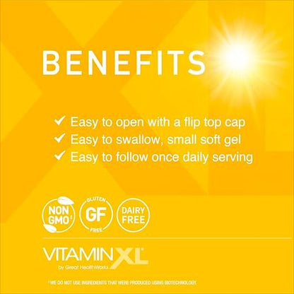 OmegaXL VitaminXL D3 5000 IU – Hochdosiertes Vitamin D für Immunsystem, Muskeln & Knochen – 30 Weichkapseln