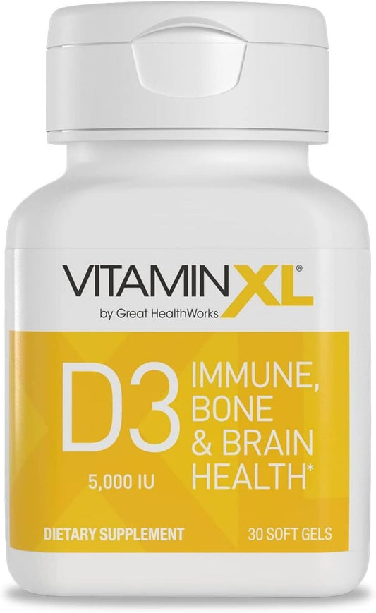 OmegaXL VitaminXL D3 5000 IU – Hochdosiertes Vitamin D für Immunsystem, Muskeln & Knochen – 30 Weichkapseln