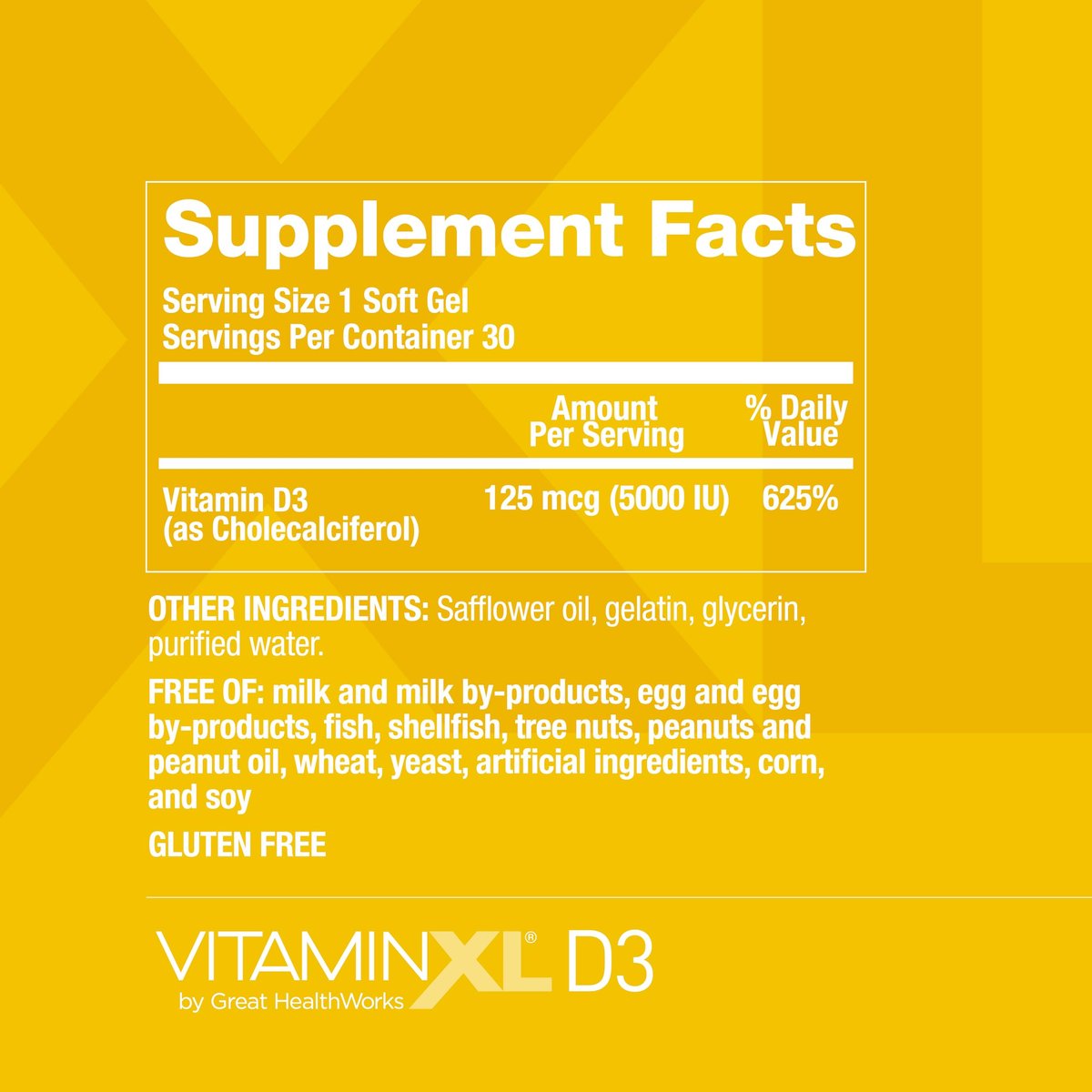 OmegaXL VitaminXL D3 5000 IU – Hochdosiertes Vitamin D für Immunsystem, Muskeln & Knochen – 30 Weichkapseln