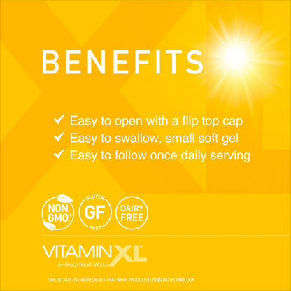 OmegaXL VitaminXL D3 5000 IU – Hochdosiertes Vitamin D für Immunsystem, Muskeln & Knochen – 30 Weichkapseln
