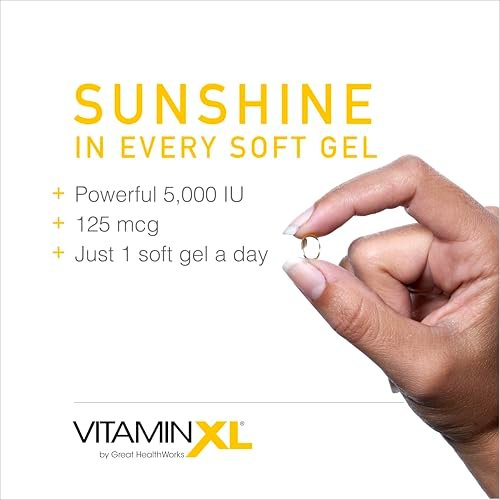 OmegaXL VitaminXL D3 5000 IU – Hochdosiertes Vitamin D für Immunsystem, Muskeln & Knochen – 30 Weichkapseln