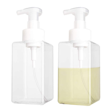 2er-Pack Seifenspender 15oz Nachfüllbarer Schaumseifenspender aus Kunststoff, Klar 450ml für Badezimmer, Küche, Krankenhaus