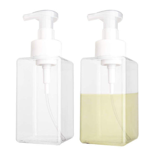 2er-Pack Seifenspender 15oz Nachfüllbarer Schaumseifenspender aus Kunststoff, Klar 450ml für Badezimmer, Küche, Krankenhaus