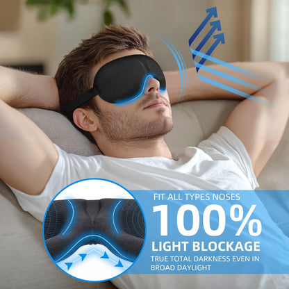 YIVIEW Schlafmaske für Rücken- und Seitenschläfer, 3er-Pack, 100% Lichtblockierende 3D Augenmaske, Atmungsaktiv und Leicht, Null Druck