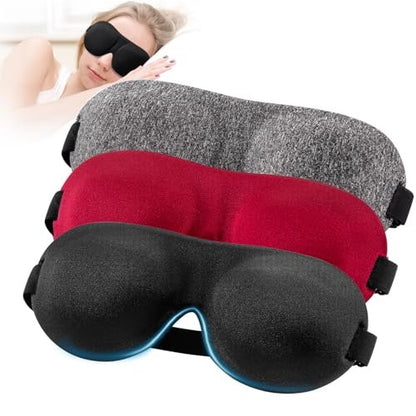 YIVIEW Schlafmaske für Rücken- und Seitenschläfer, 3er-Pack, 100% Lichtblockierende 3D Augenmaske, Atmungsaktiv und Leicht, Null Druck