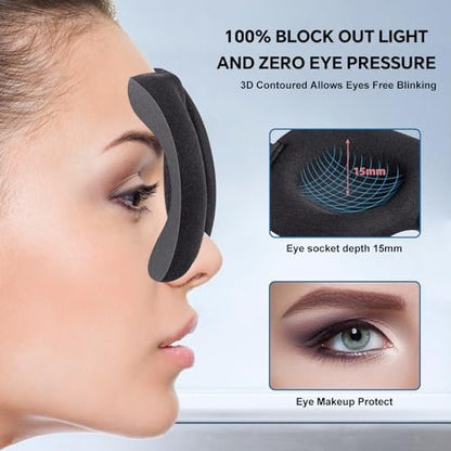 YIVIEW Schlafmaske für Rücken- und Seitenschläfer, 3er-Pack, 100% Lichtblockierende 3D Augenmaske, Atmungsaktiv und Leicht, Null Druck