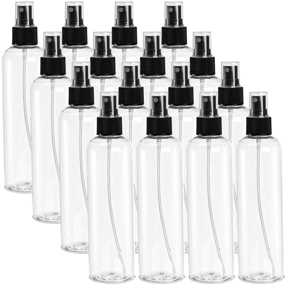 Bekith 16er-Pack 8 oz Klare Plastik-Sprühflaschen, leere Feinsprühflaschen mit Pumpsprühkopf für ätherische Öle, Reisen, Parfüms