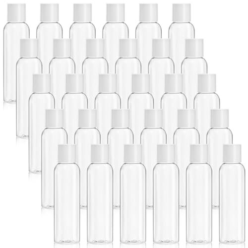 Bekith 30er-Pack 4oz Reiseflaschen für Toilettenartikel, leere kleine Plastik-Quetschflaschen mit Disc-Top-Verschluss, durchsichtige nachfüllbare Reisegrößenbehälter für Shampoo, Lotionen, flüssige Körperpflege, Cremes