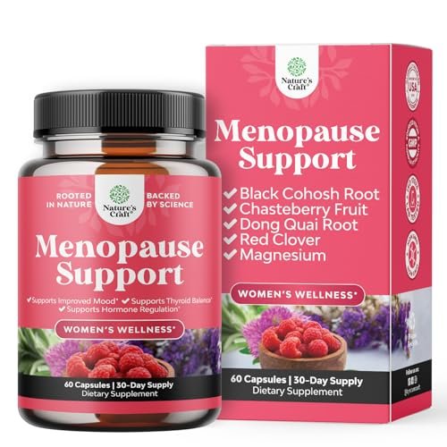 Natures Craft Komplettes pflanzliches Wechseljahresergänzungsmittel für Frauen – Hormonausgleich bei Hitzewallungen, Nachtschweiß & Stimmungsschwankungen mit Dong Quai, Mönchspfeffer & Traubensilberkerzenwurzel – 60 Kapseln