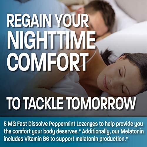 Bronson Melatonin 5mg Fast Dissolve Peppermint Tablets mit Vitamin B6 – 360 vegetarische Lutschtabletten zur Förderung der Entspannung