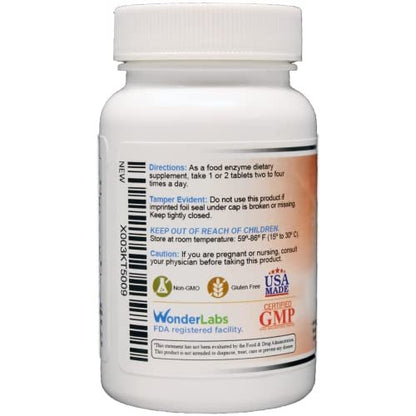 Wonder Laboratories Proteolytische Enzyme | Bromelain Papain Pancreatin Trypsin 550 mg Gesamt mit standardisierter Amylase, Lipase und Protease, 100 Tabletten