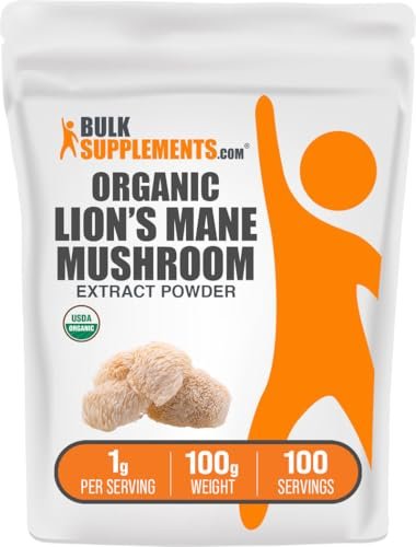 Bio Löwenmähne Pilzextrakt Pulver - Lions Mane Supplement, Superfood für Wohlbefinden - Vegan, 1g pro Portion, 100g (3,5 oz) (1er Pack)