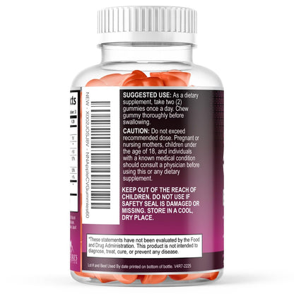 Apfelessig Gummibärchen zur Gewichtsabnahme - Zuckerfrei - Hochdosiert mit Vitamin B12 & Mother - Stoffwechsel & Energie - Vegan - 60 Gummibärchen