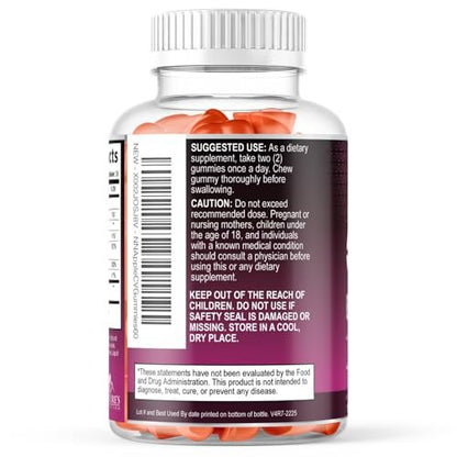 Apfelessig Gummibärchen zur Gewichtsabnahme - Zuckerfrei - Hochdosiert mit Vitamin B12 & Mother - Stoffwechsel & Energie - Vegan - 60 Gummibärchen