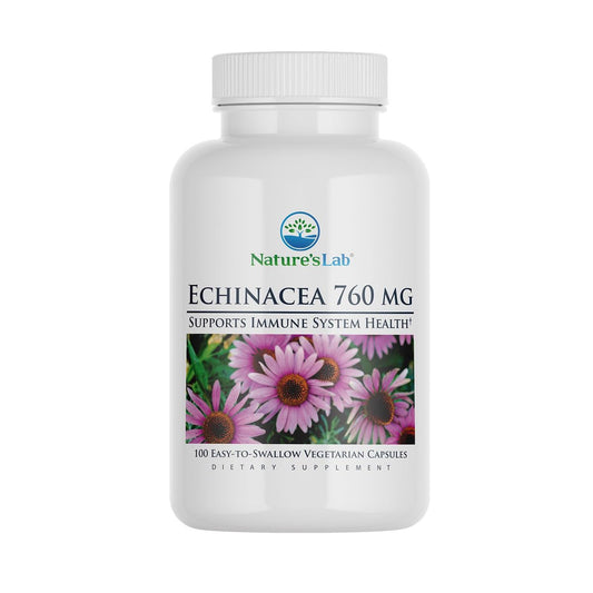 Nature's Lab Echinacea 760 mg – Immunsystem Unterstützung, 100 Kapseln (50 Tage Vorrat)