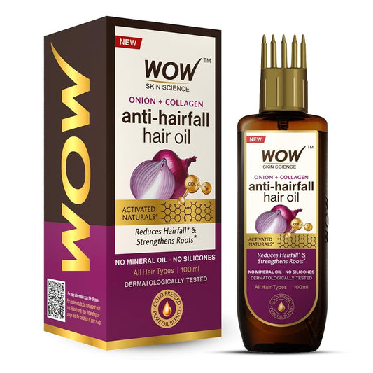 WOW Skin Science Zwiebel- und Schwarzkümmelöl für das Haar mit Kammapplikator – Bekämpft Haarausfall – Ohne Mineralöl, Silikone, Speiseöl und synthetische Duftstoffe – 100 ml