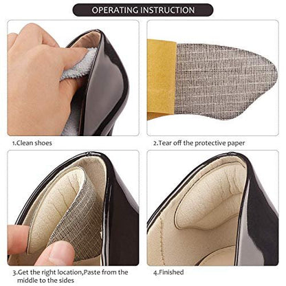 Makryn Premium Fersenpolster Einlagen Grips Liner für Damen Herren, Rückseite der Protektoren Polster verhindern zu große Schuhe vom Rutschen, Blasen, Füller lose Passform (Mehrfarbig 4 Paare)