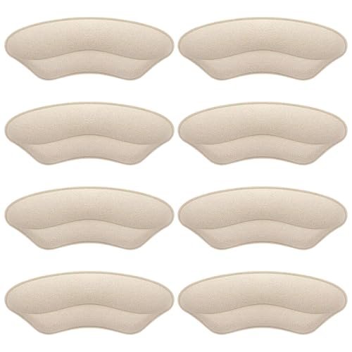 Makryn Premium Fersenpolster Einlegesohlen – Anti-Rutsch-Fersenschutz für zu große Schuhe, Blasenschutz, Füllmaterial für lockeren Sitz (Beige)