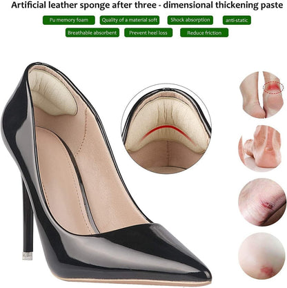 Makryn Premium Fersenpolster Einlegesohlen – Anti-Rutsch-Fersenschutz für zu große Schuhe, Blasenschutz, Füllmaterial für lockeren Sitz (Beige)