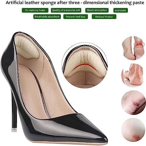 Makryn Premium Fersenpolster Einlegesohlen – Anti-Rutsch-Fersenschutz für zu große Schuhe, Blasenschutz, Füllmaterial für lockeren Sitz (Beige)