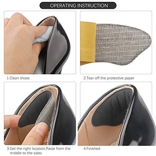 Makryn Premium Fersenpolster Einlegesohlen – Anti-Rutsch-Pad für zu große Schuhe, Blasenschutz, 4 Paar Schwarz