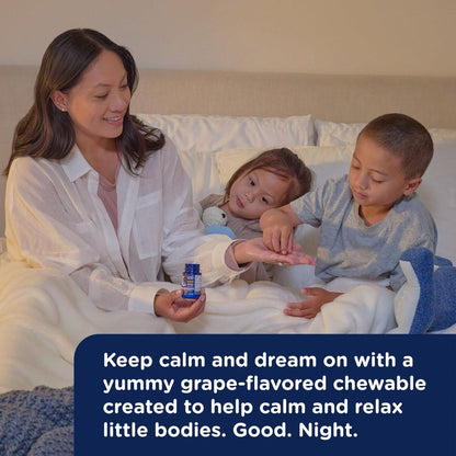 Mommy's Bliss Kids Sleep Chewable Tabletten – Melatonin, Magnesium & beruhigende Kräuter, Traubengeschmack, zuckerfrei, ab 3 Jahren (35 Portionen)