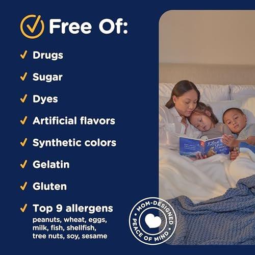 Mommy's Bliss Kids Sleep Chewable Tabletten – Melatonin, Magnesium & beruhigende Kräuter, Traubengeschmack, zuckerfrei, ab 3 Jahren (35 Portionen)