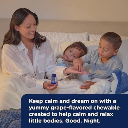 Mommy's Bliss Kids Sleep Chewable Tabletten – Melatonin, Magnesium & beruhigende Kräuter, Traubengeschmack, zuckerfrei, ab 3 Jahren (35 Portionen)