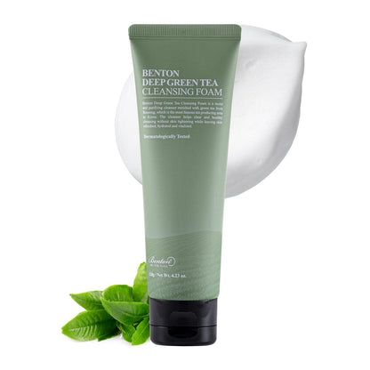 BENTON Deep Green Tea Natural Face Wash (120 ml) – Feuchtigkeitsspendender & sanfter Gesichtsreiniger für verschiedene Hauttypen, Koreanischer Schaumreiniger