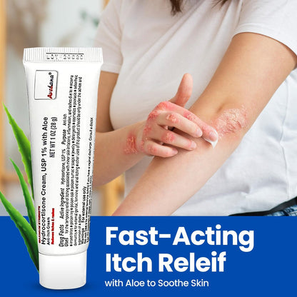 AVEDANA Hydrocortison Creme – 1 Unze Ekzem Creme mit Aloe Vera – Extra starke Anti-Juckreiz Creme – Ideal bei Ausschlag, Juckreiz, Insektenstichen, Dermatitis, Reinigungsmitteln, Schmuck