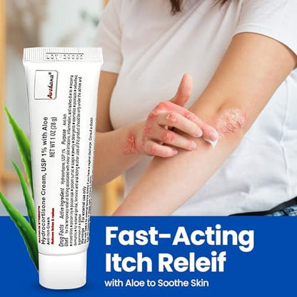 AVEDANA Hydrocortison Creme – 1 Unze Ekzem Creme mit Aloe Vera – Extra starke Anti-Juckreiz Creme – Ideal bei Ausschlag, Juckreiz, Insektenstichen, Dermatitis, Reinigungsmitteln, Schmuck
